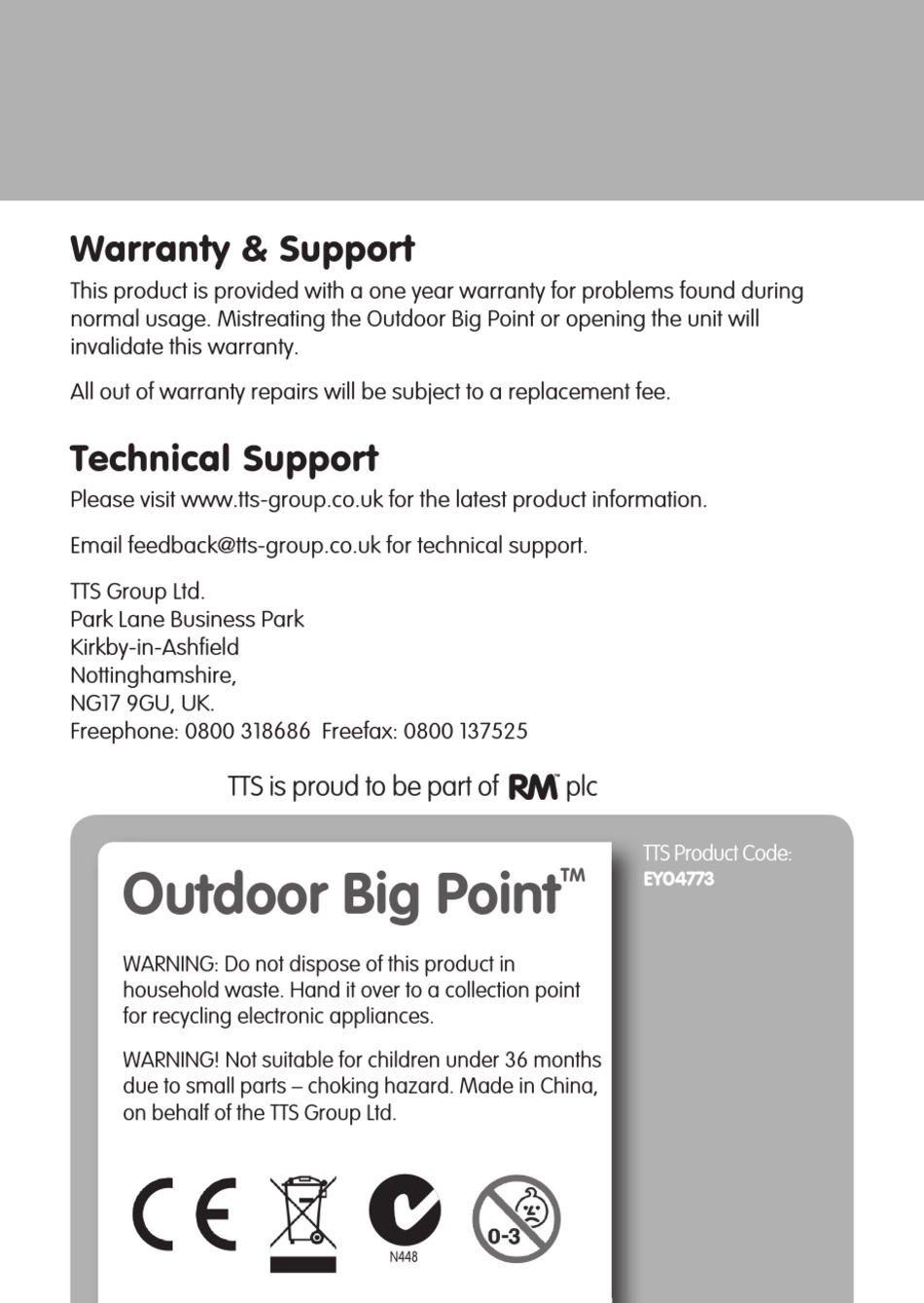 TTS OUTDOOR BIG POINT EY04773 USER MANUAL Pdf Download ManualsLib