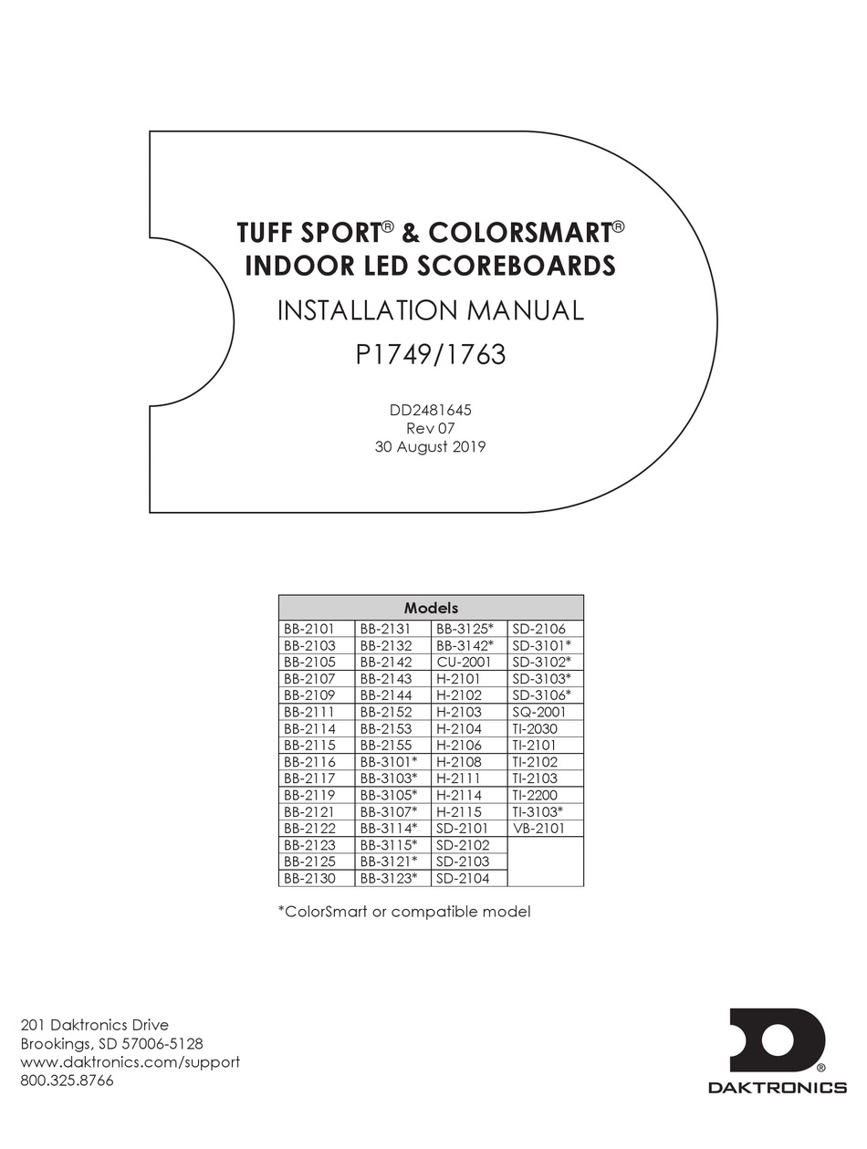 DAKTRONICS BB2101 INSTALLATION MANUAL Pdf Download ManualsLib