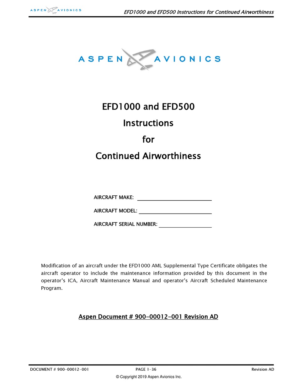 instructions for continued airworthiness checklist