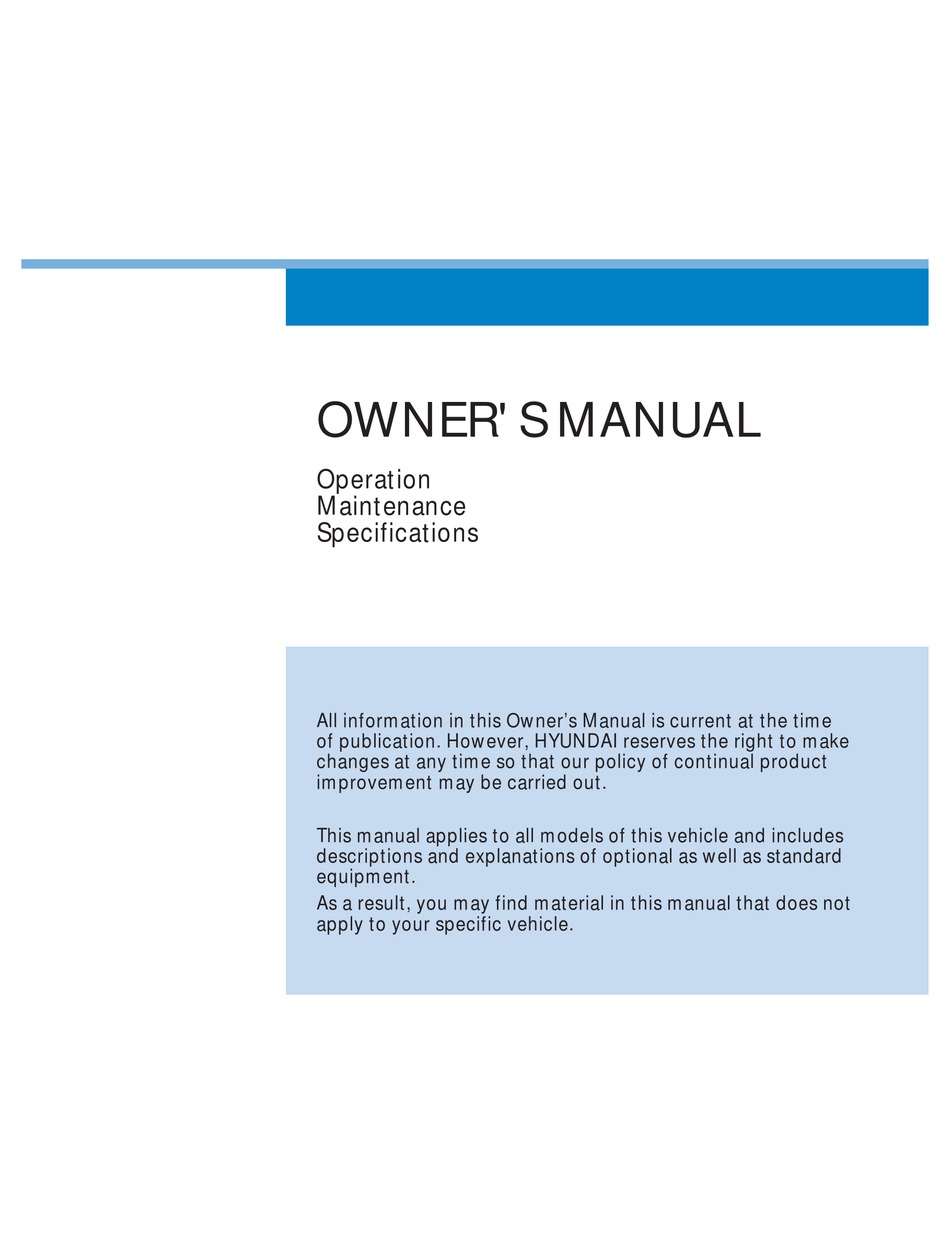 HYUNDAI I20 OWNER'S MANUAL Pdf Download  ManualsLib