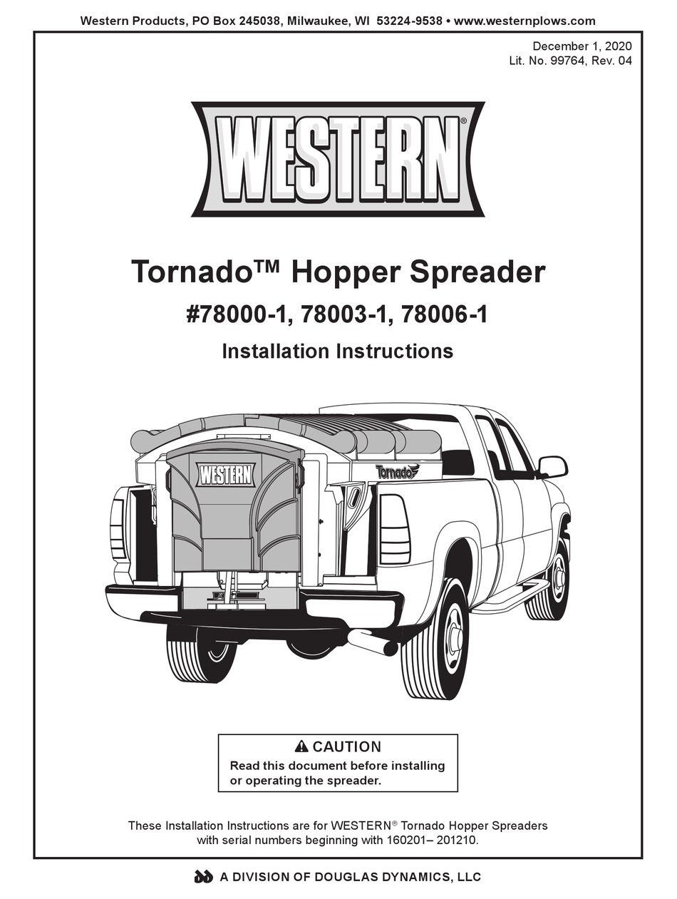 WESTERN TORNADO 780001 INSTALLATION INSTRUCTIONS MANUAL Pdf Download
