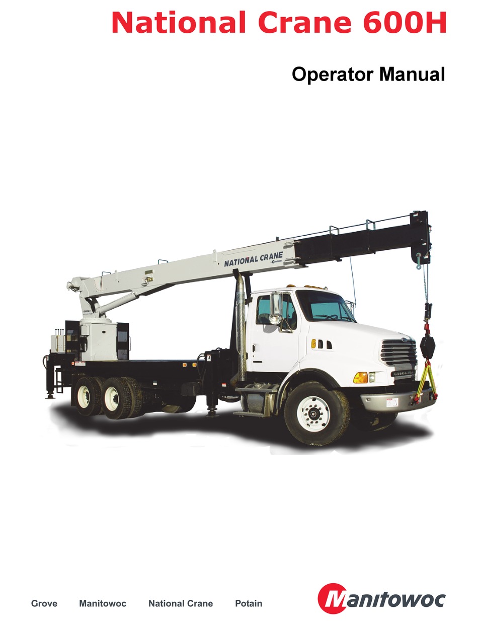 Manitowoc National Crane 600h Operator S Manual Pdf Download Manualslib