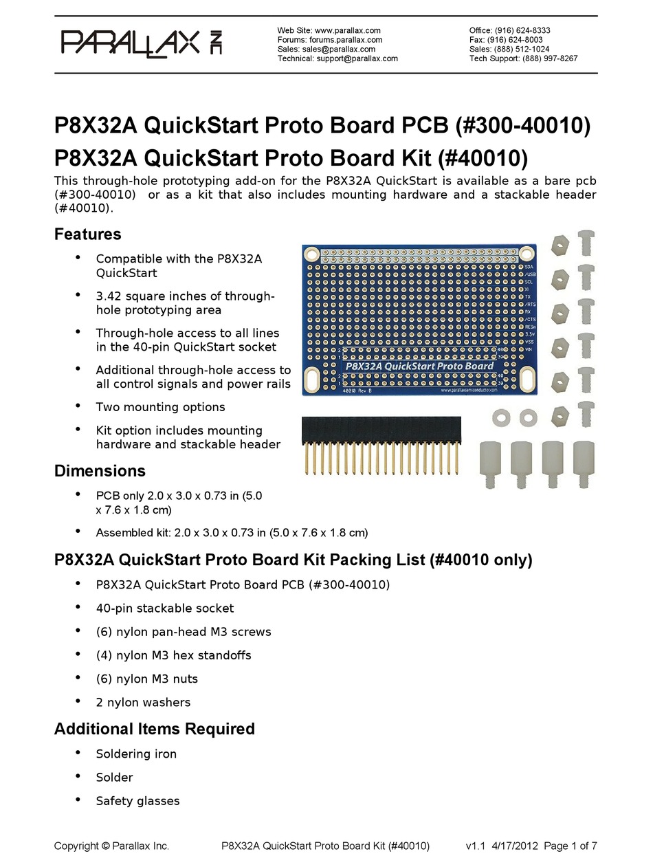 PARALLAX P8X32A QUICK START MANUAL Pdf Download | ManualsLib