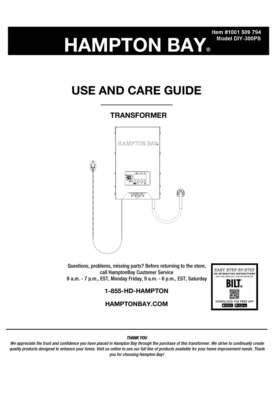 Hampton Bay Diy 300ps Manual