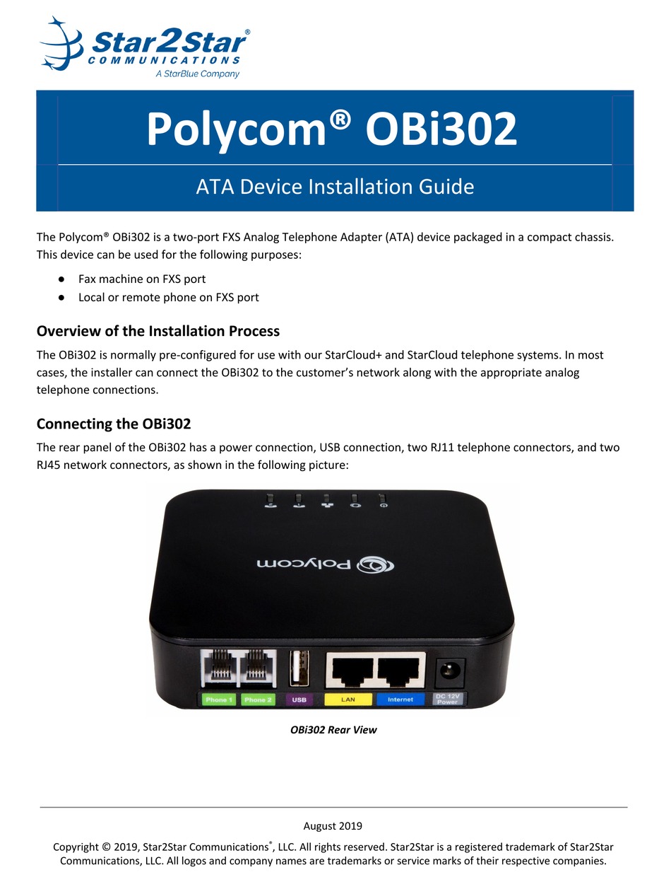 STAR2STAR OBI302 INSTALLATION MANUAL Pdf Download ManualsLib