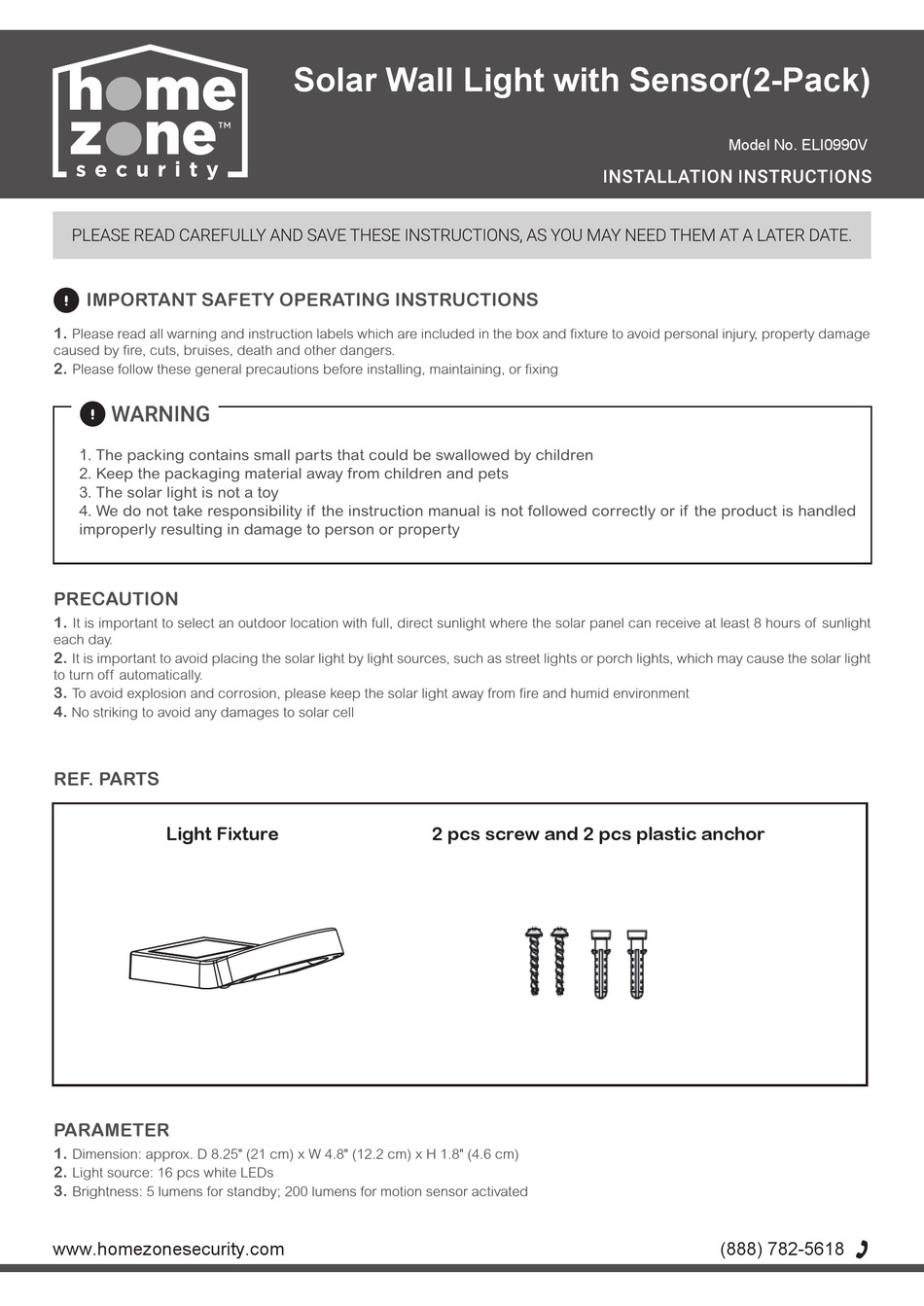 HOME ZONE SECURITY ELI0990V INSTALLATION INSTRUCTIONS Pdf Download ManualsLib