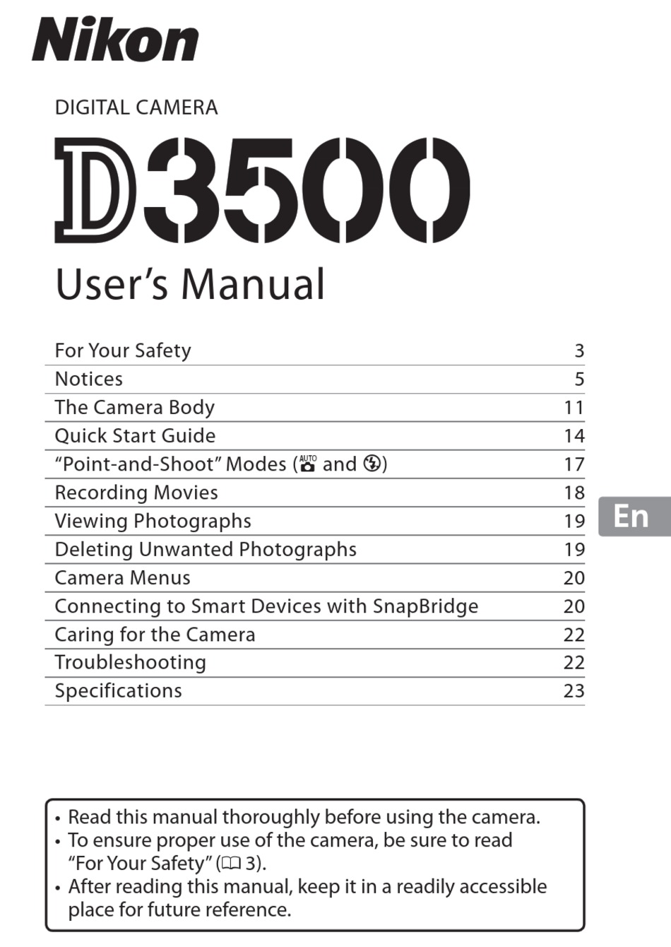 NIKON D3500 USER MANUAL Pdf Download | ManualsLib