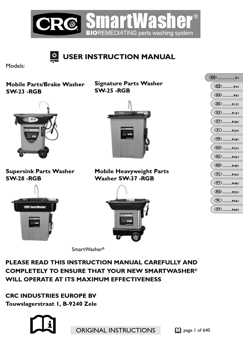 CRC SMARTWASHER SW23RGB USER INSTRUCTION MANUAL Pdf Download ManualsLib