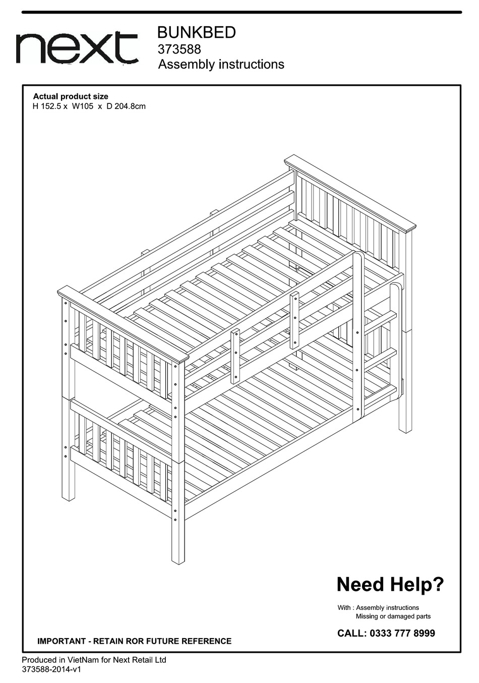 NEXT BUNKBED 3733588 ASSEMBLY INSTRUCTIONS MANUAL Pdf Download | ManualsLib