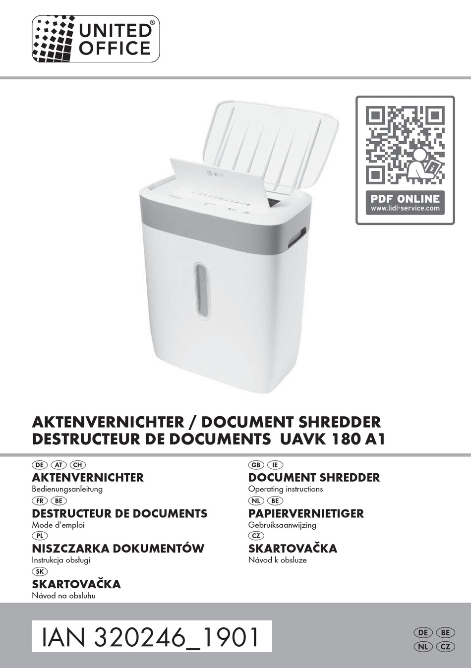 United Office Document Shredder 190 W Fabriqué en Allemagne