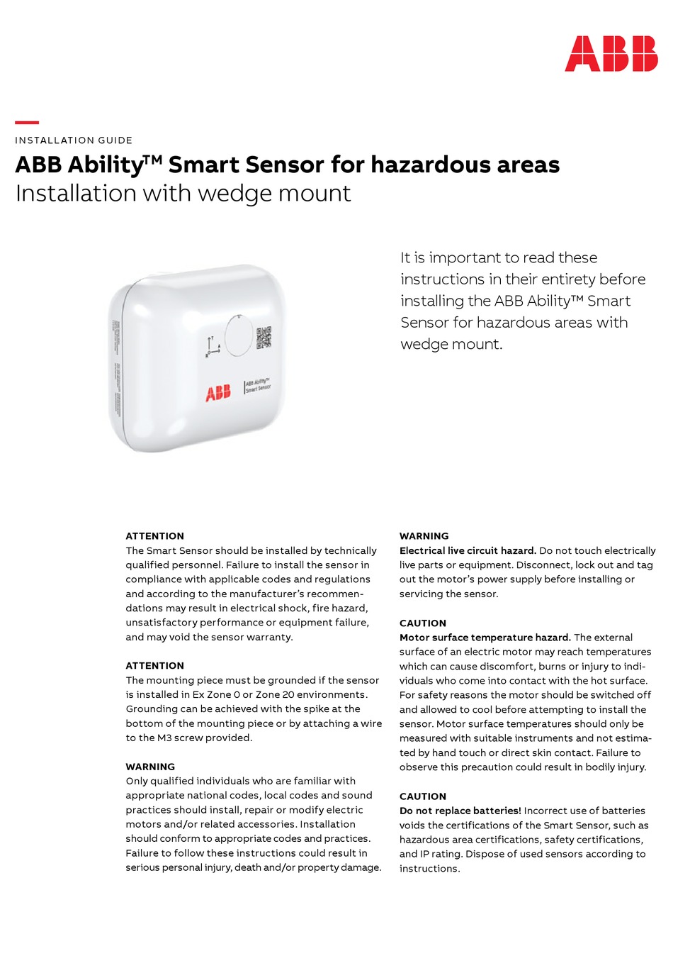 ABB ABILITY SMART SENSOR INSTALLATION MANUALLINES Pdf Download ManualsLib
