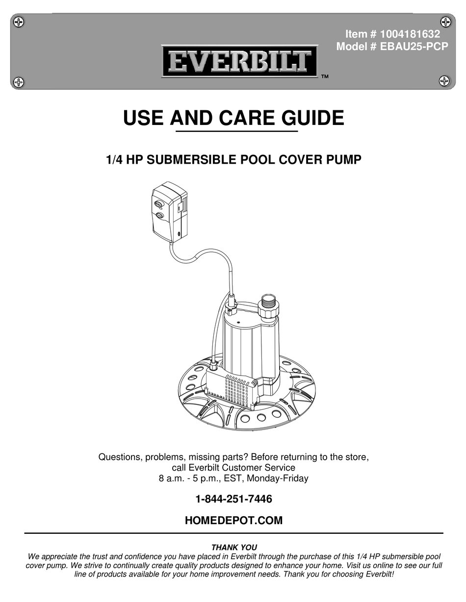 Everbilt 1/4 HP Pool Cover Pump EBAU25-PCP