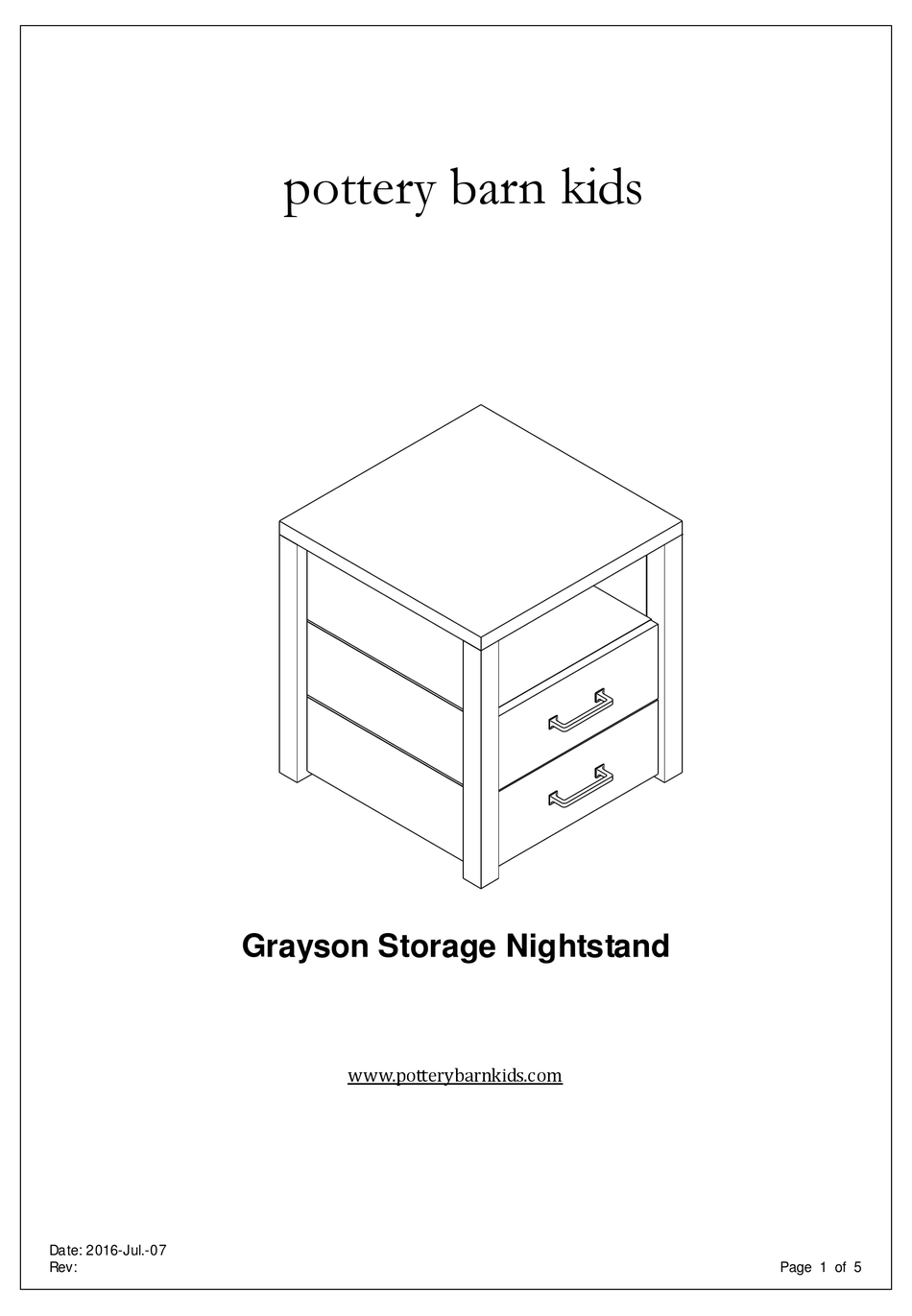POTTERY BARN KIDS GRAYSON IMPORTANT SAFETY AND ASSEMBLY INSTRUCTIONS Pdf Download ManualsLib