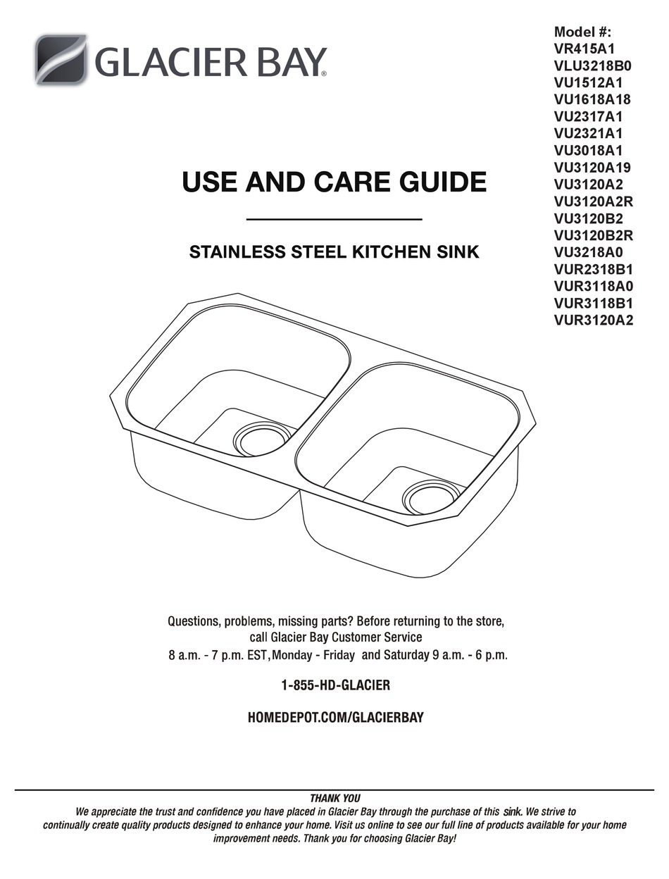 GLACIER BAY VR415A1 USE AND CARE MANUAL Pdf Download ManualsLib
