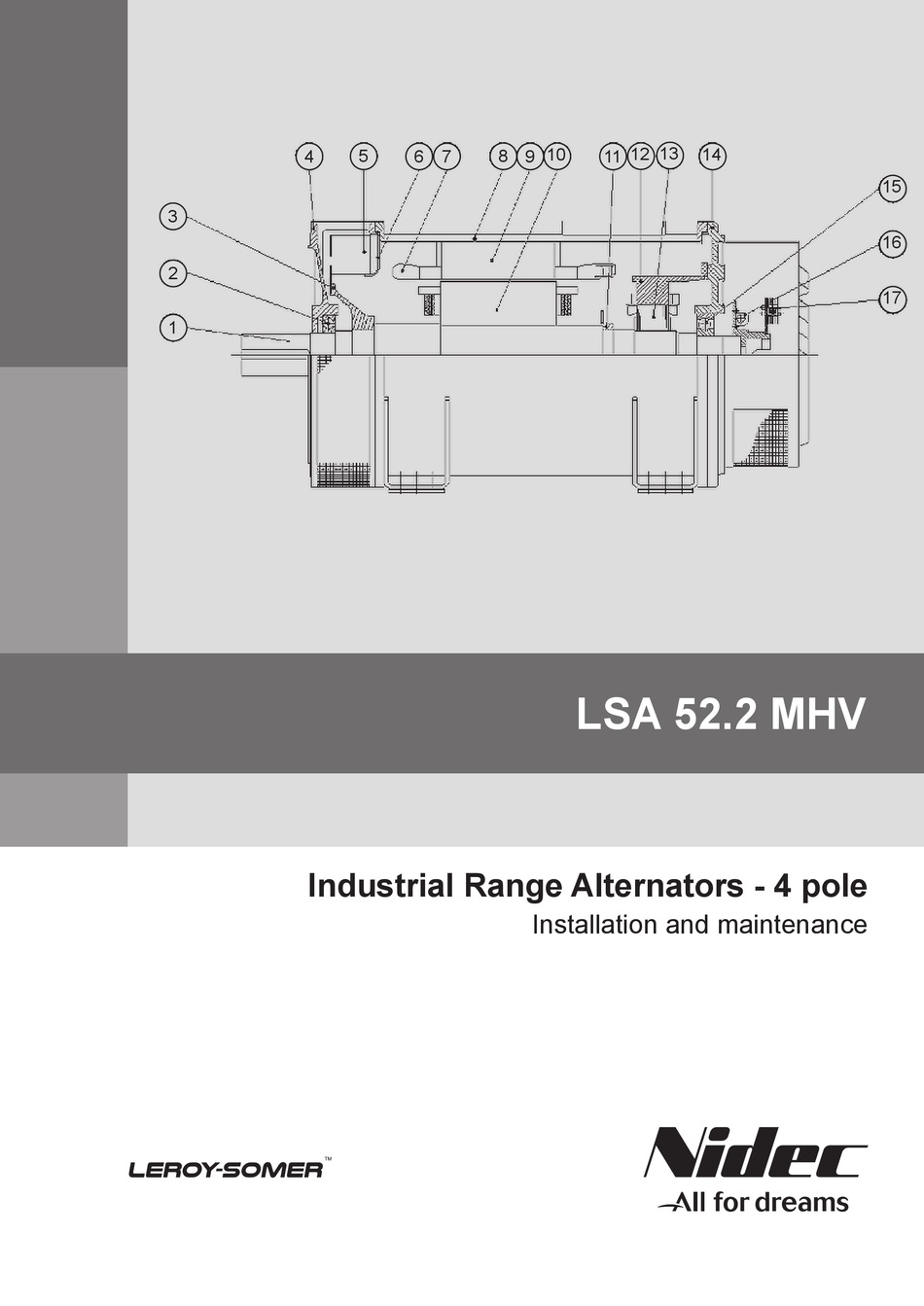 NIDEC LEROY-SOMER LSA 52.2 MHV INSTALLATION AND MAINTENANCE MANUAL Pdf ...