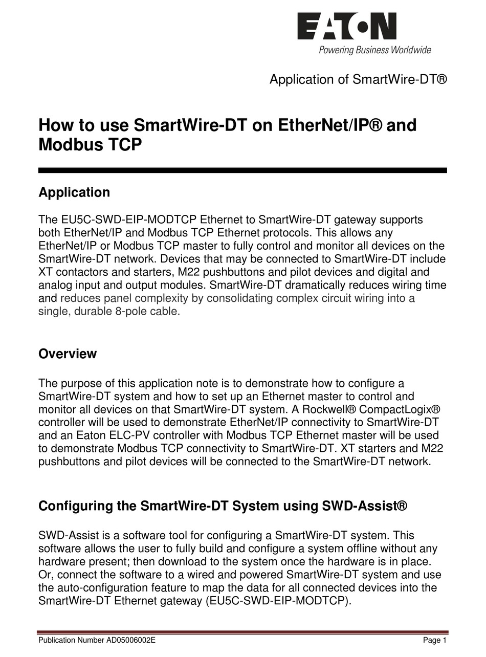 EATON SMARTWIREDT APPLICATION Pdf Download ManualsLib