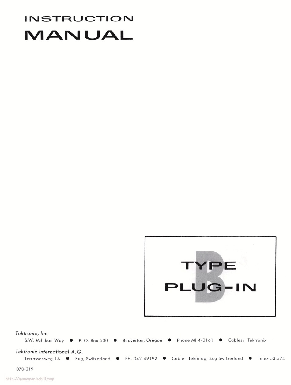 TEKTRONIX TYPE B PLUG-IN INSTRUCTION MANUAL Pdf Download | ManualsLib