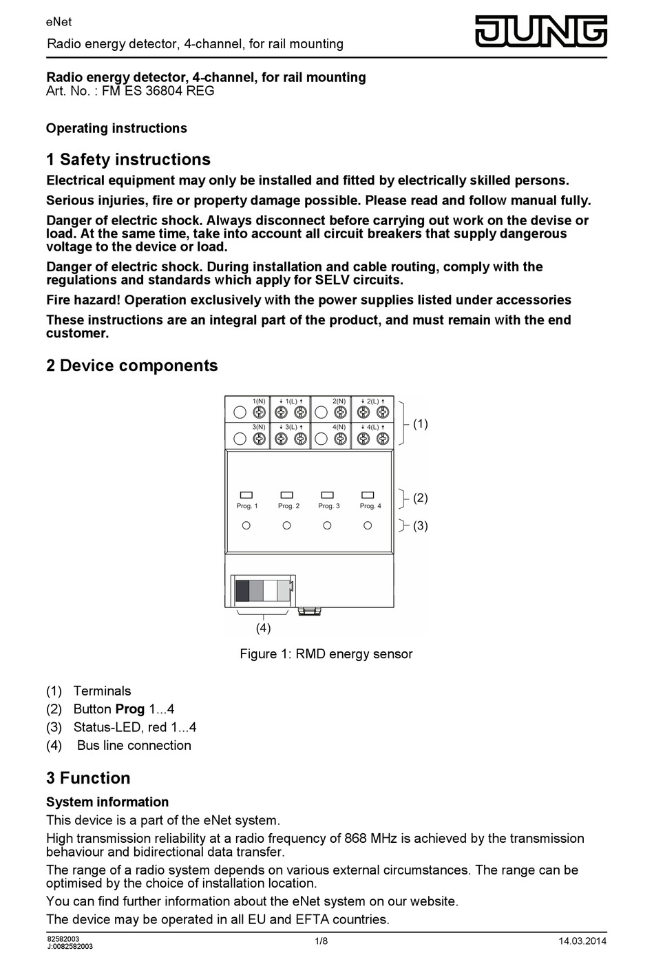 JUNG FM ES 36804 REG OPERATING INSTRUCTIONS MANUAL Pdf Download