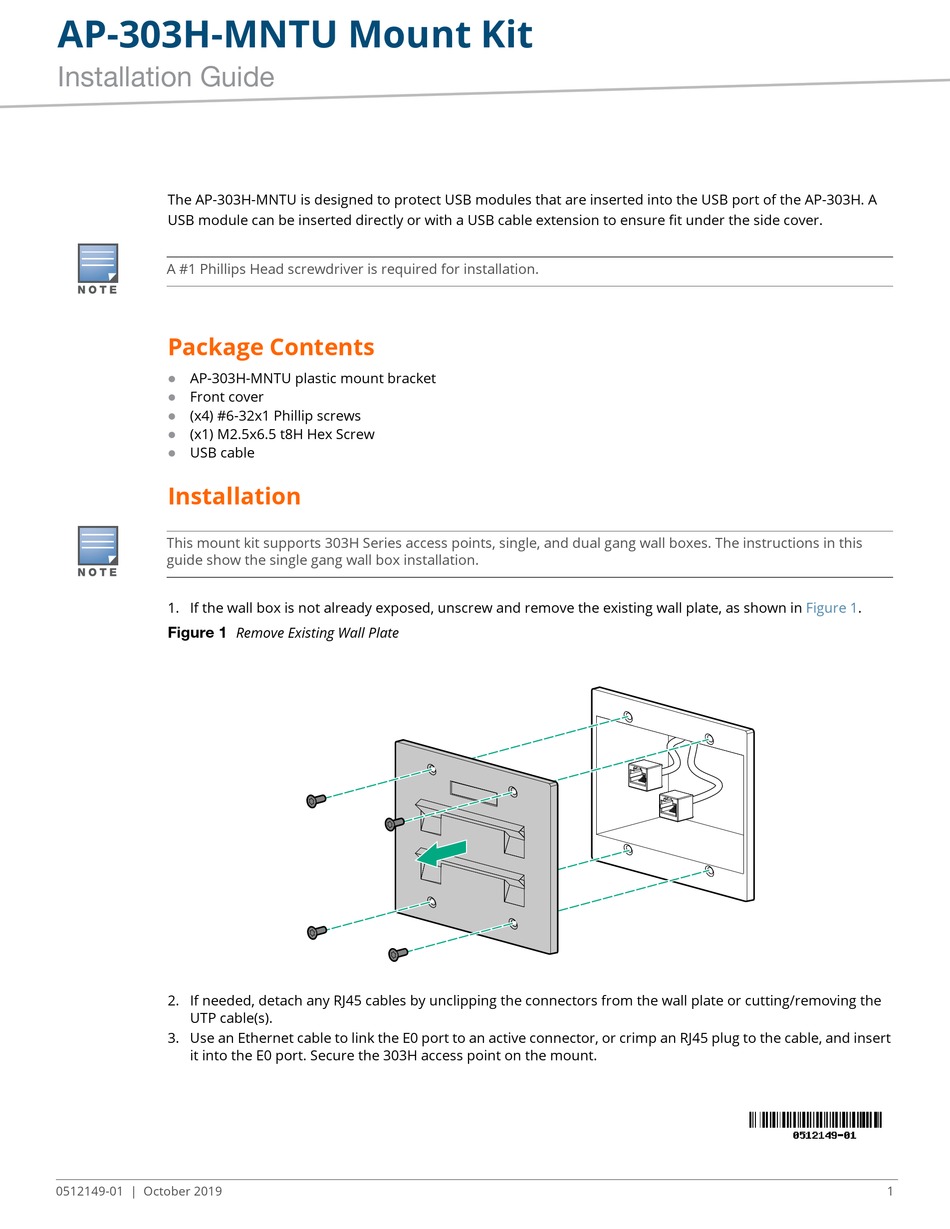 ARUBA AP 303H MNTU INSTALLATION MANUAL Pdf Download ManualsLib