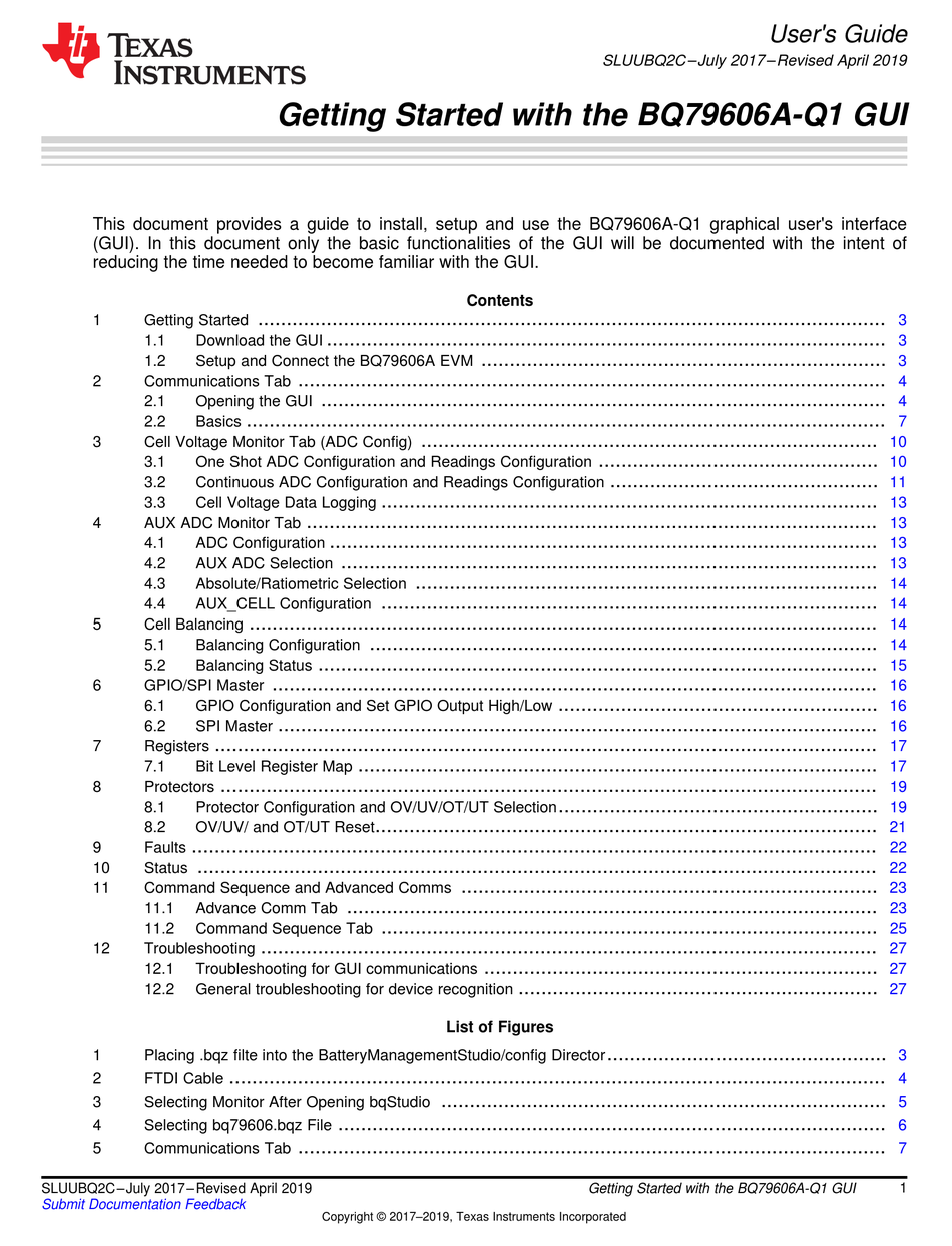 TEXAS INSTRUMENTS BQ79606A-Q1 USER MANUAL Pdf Download | ManualsLib