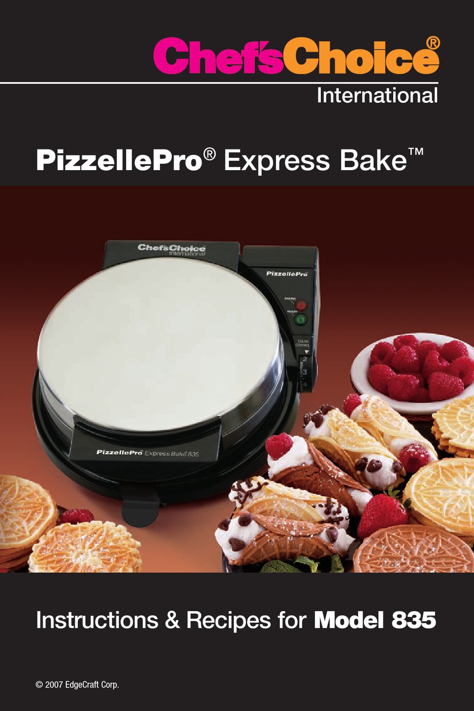 chef's choice international pizzellepro express bake 835