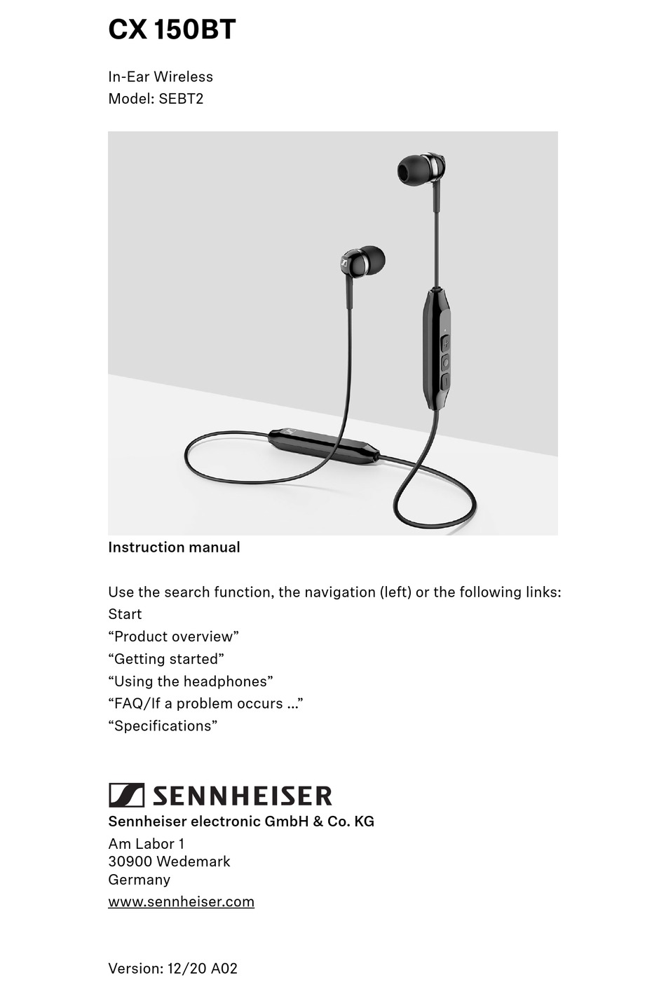 Sennheiser CX 150BT Headset In-ear USB Type-C Bluetooth White | CSmobiles