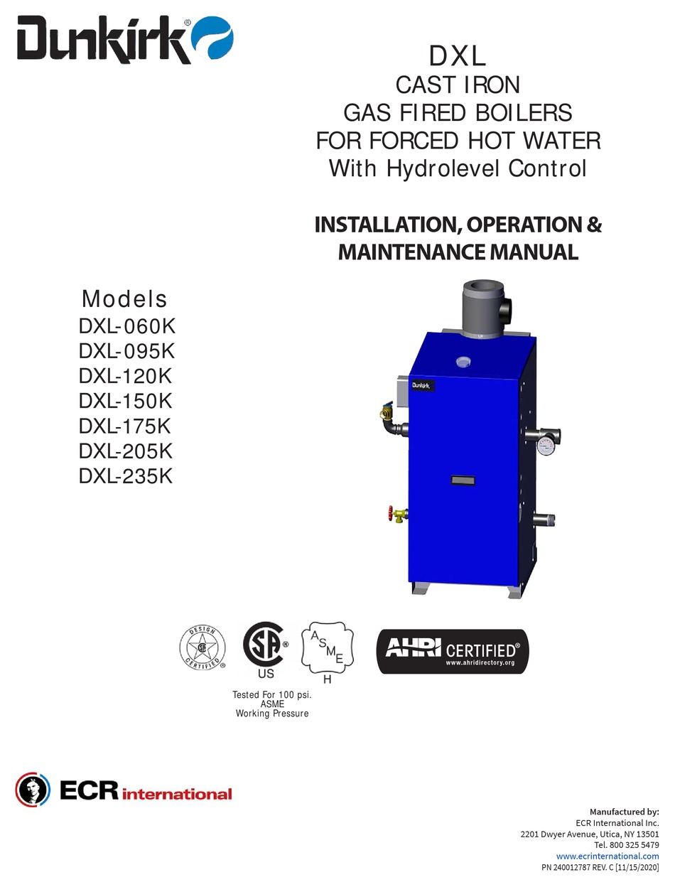 DUNKIRK DXL SERIES INSTALLATION OPERATION MAINTENANCE MANUAL Pdf 
