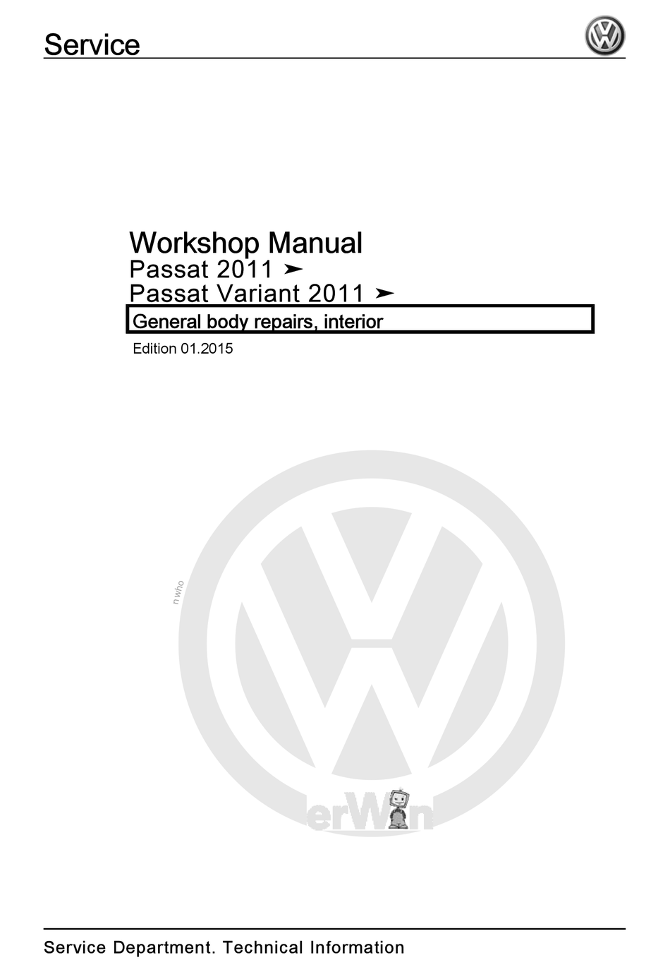 VOLKSWAGEN PASSAT 2011 WORKSHOP MANUAL Pdf Download | ManualsLib