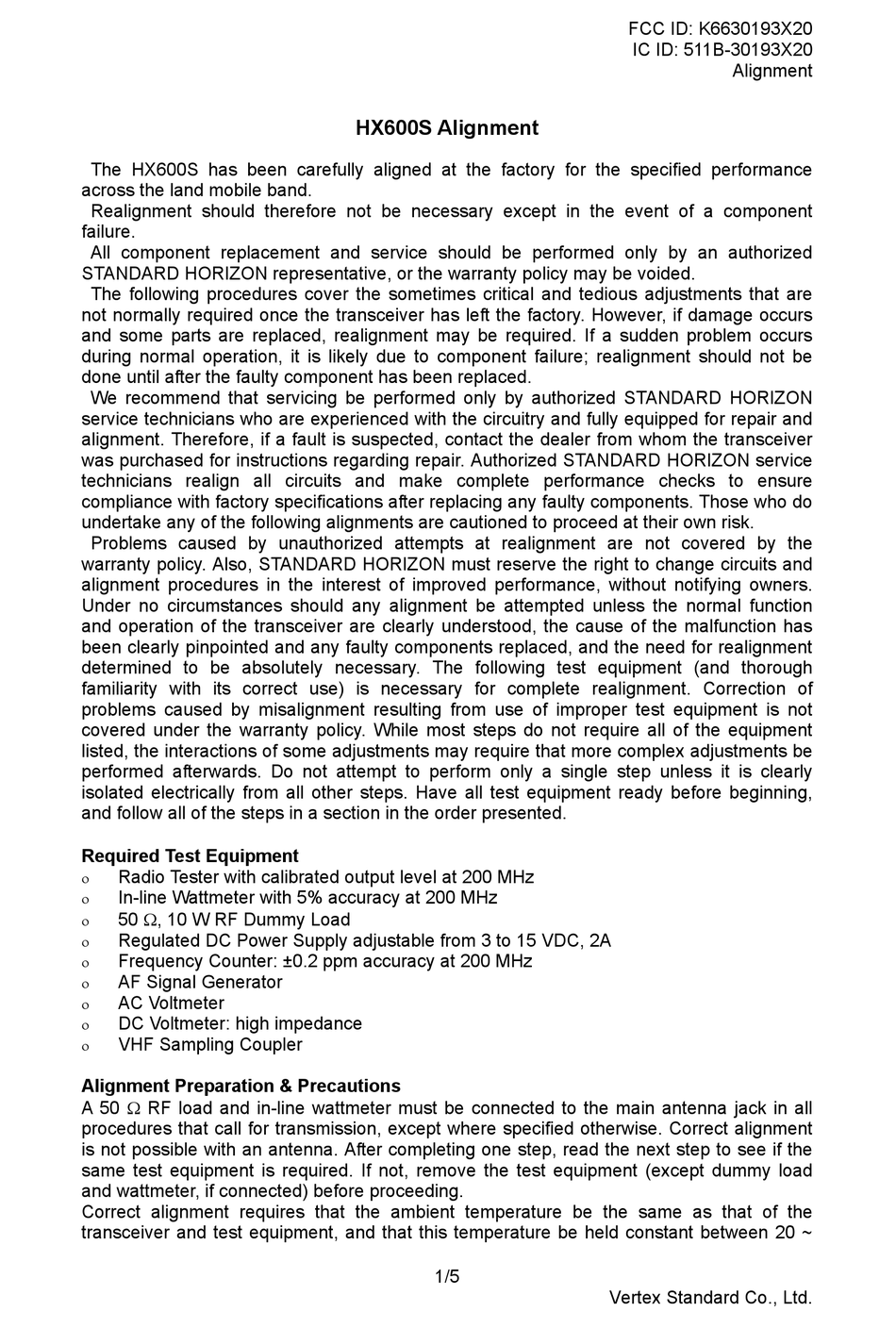 STANDARD HORIZON HX600S ALIGNMENT MANUAL Pdf Download ManualsLib