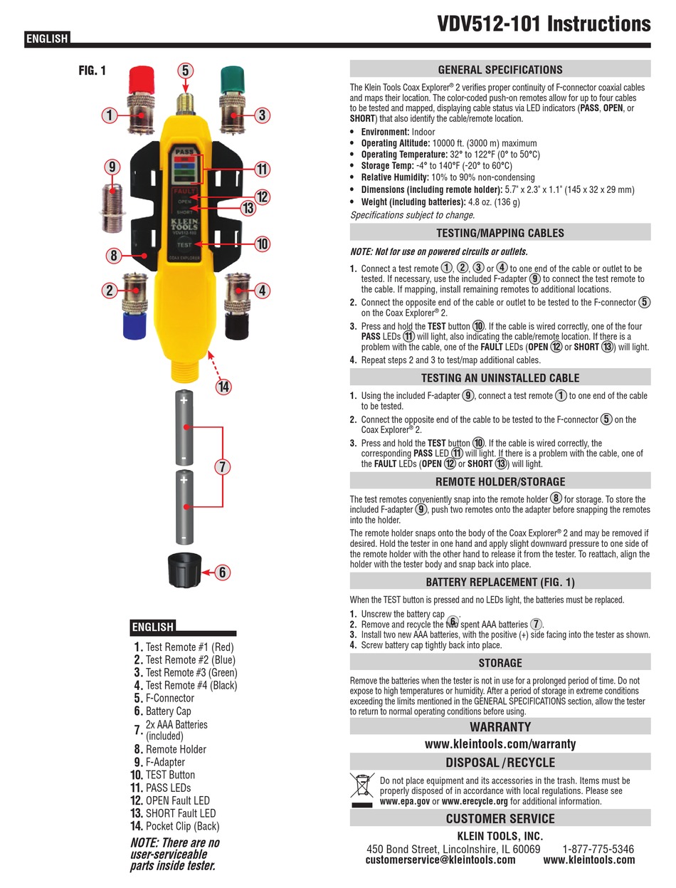 KLEIN TOOLS COAX EXPLORER 2 INSTRUCTIONS Pdf Download ManualsLib