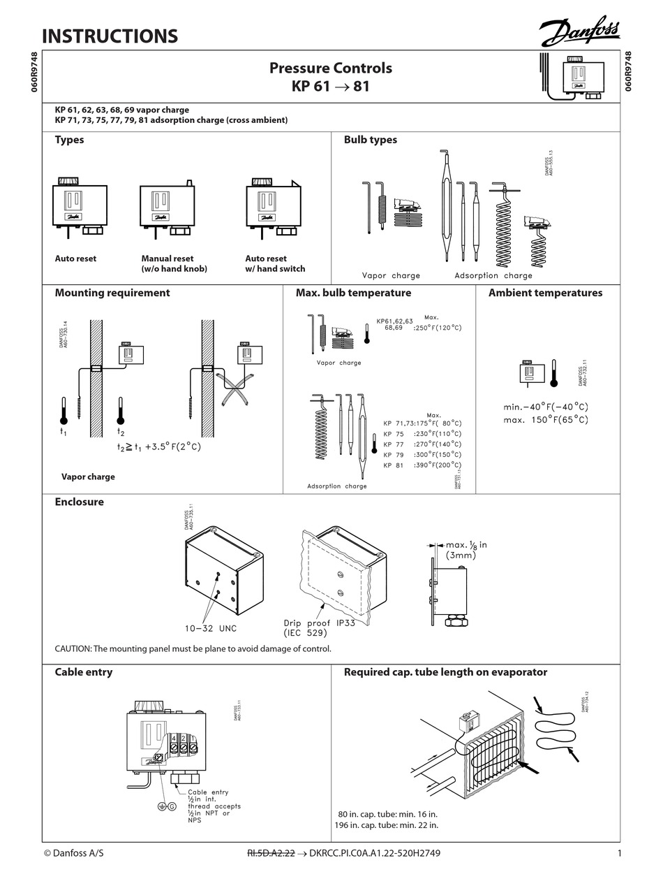 DANFOSS KP SERIES INSTRUCTIONS Pdf Download | ManualsLib