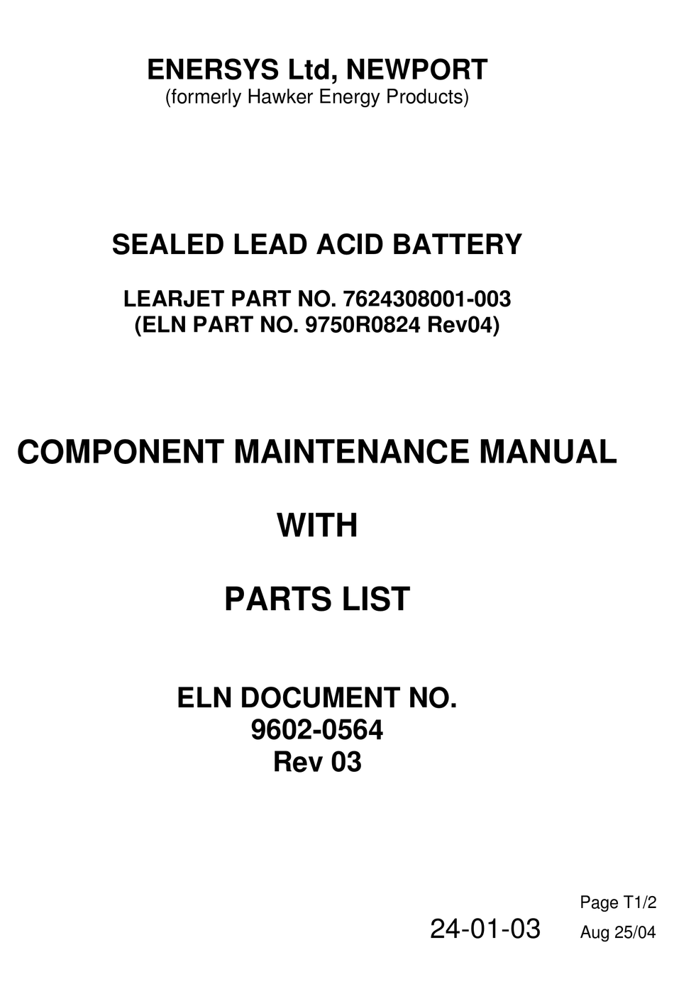 ENERSYS 7624308001003 MAINTENANCE MANUAL Pdf Download ManualsLib