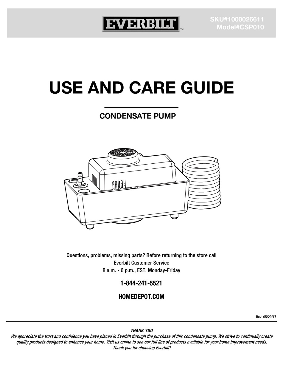 EVERBILT CSP010 USE AND CARE MANUAL Pdf Download | ManualsLib