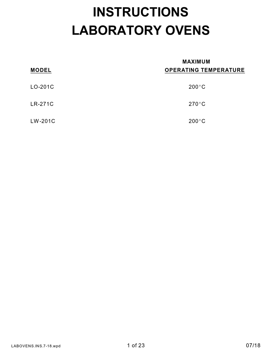 GRIEVE LO201C INSTRUCTIONS MANUAL Pdf Download ManualsLib