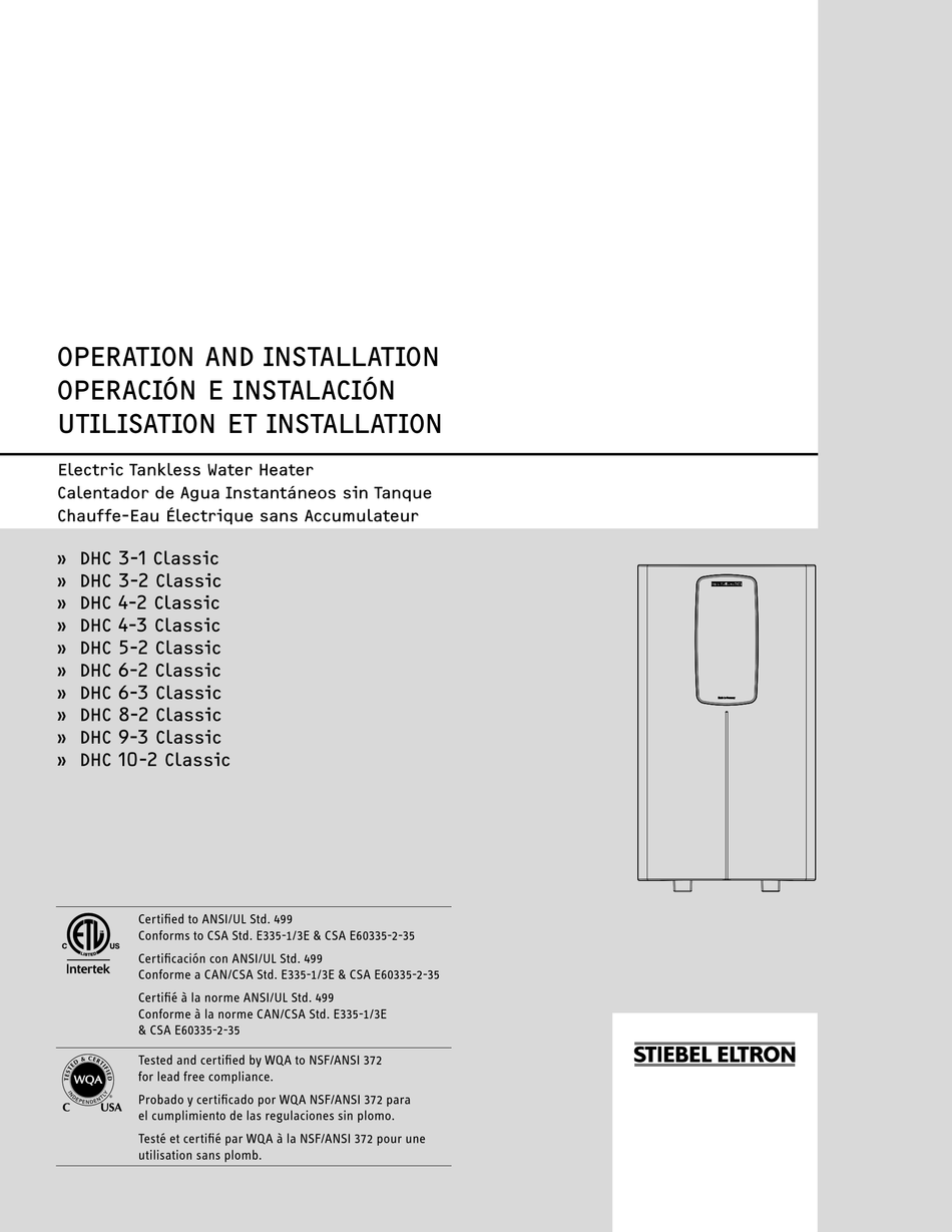 STIEBEL ELTRON DHC 3-1 CLASSIC OPERATION AND INSTALLATION Pdf Download