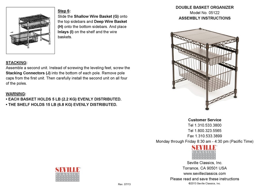 SEVILLE CLASSICS 05122 ASSEMBLY INSTRUCTIONS Pdf Download ManualsLib