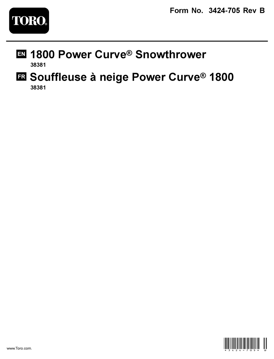 TORO POWER CURVE 1800 OPERATOR'S MANUAL Pdf Download ManualsLib