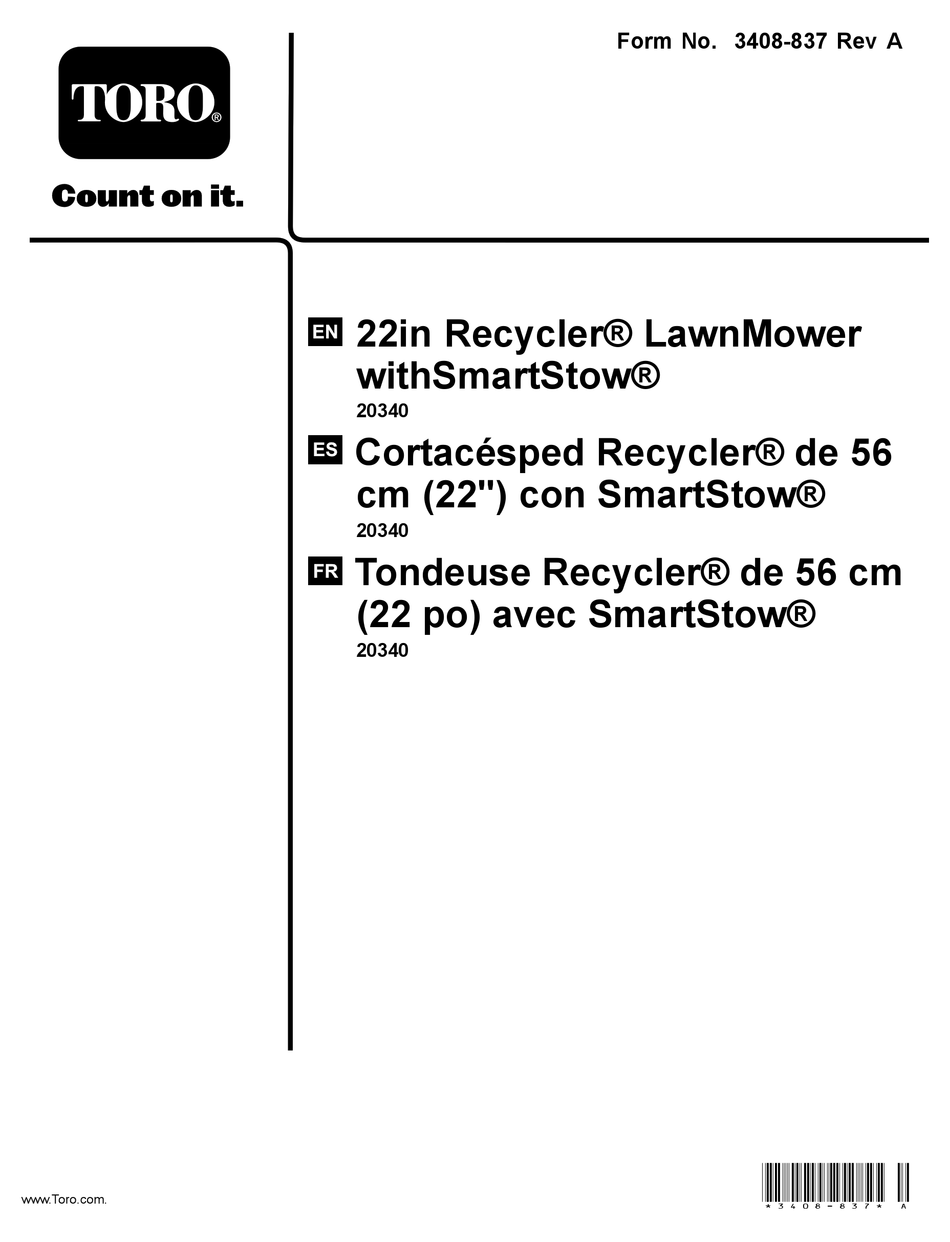 TORO 20340 OPERATOR'S MANUAL Pdf Download | ManualsLib