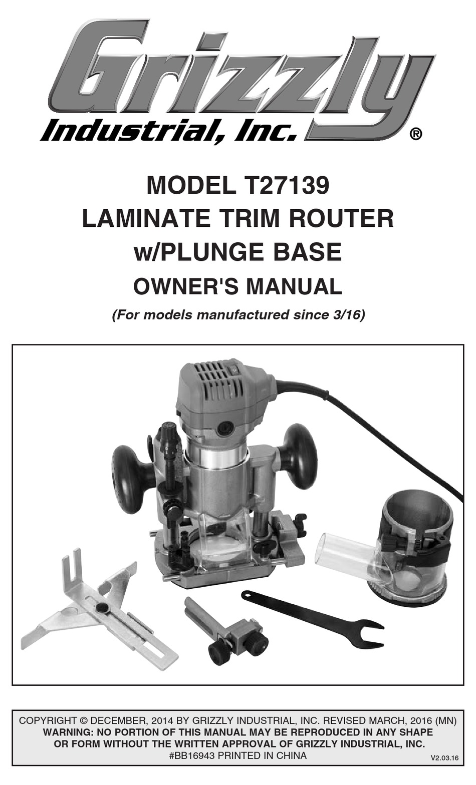 Grizzly T27139 Owner's Manual Pdf Download 