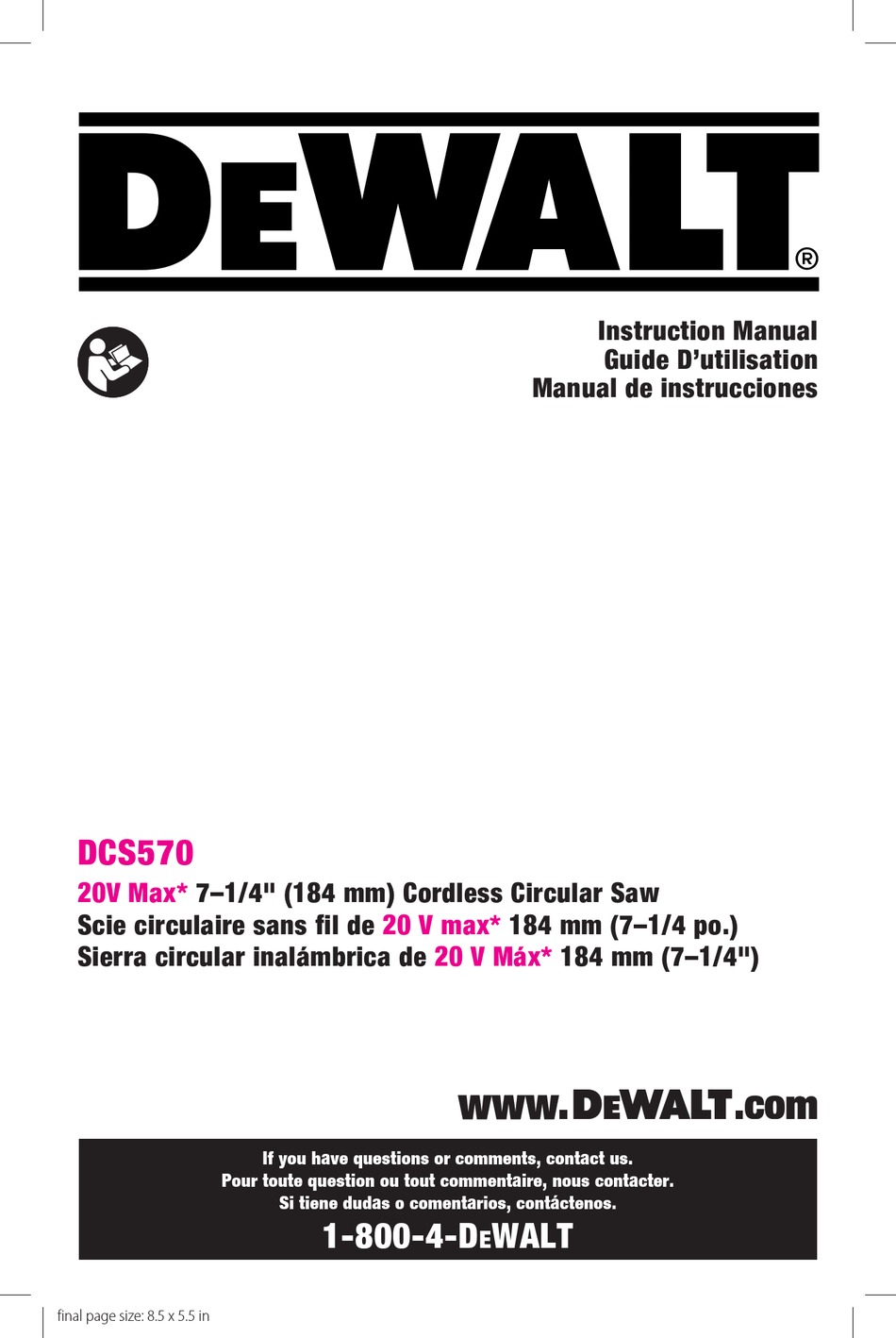 DEWALT DCS570 INSTRUCTION MANUAL Pdf Download | ManualsLib