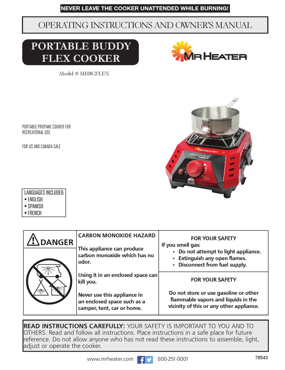 MR. HEATER BUDDY FLEX MH8CFLEX OPERATING INSTRUCTIONS AND OWNER'S