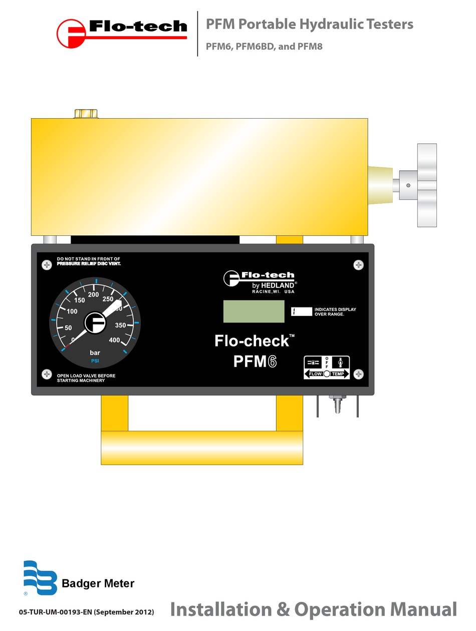 BADGER METER FLOTECH PFM SERIES INSTALLATION & OPERATION MANUAL Pdf
