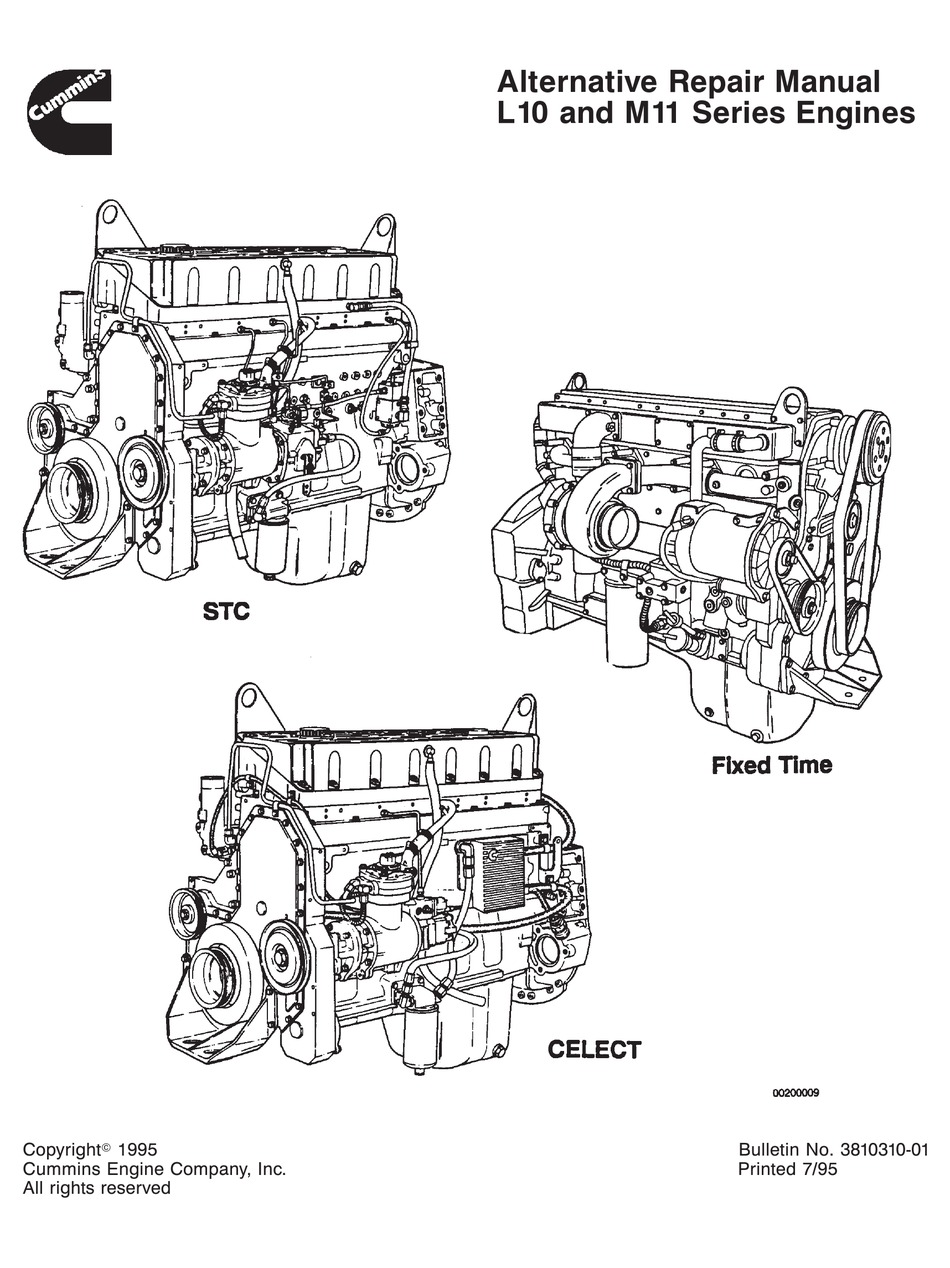 Cummins M11 Series Service Manual Motor Workshop Instruction Repair Shop PDF CD 