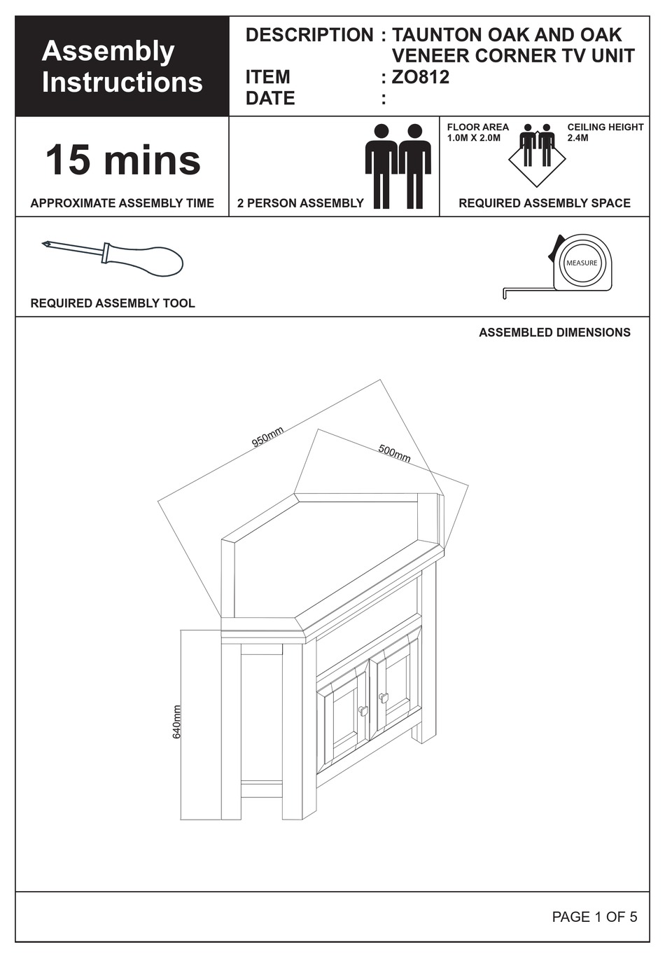 HOME ESSENTIALS ZO812 ASSEMBLY INSTRUCTIONS Pdf Download ManualsLib