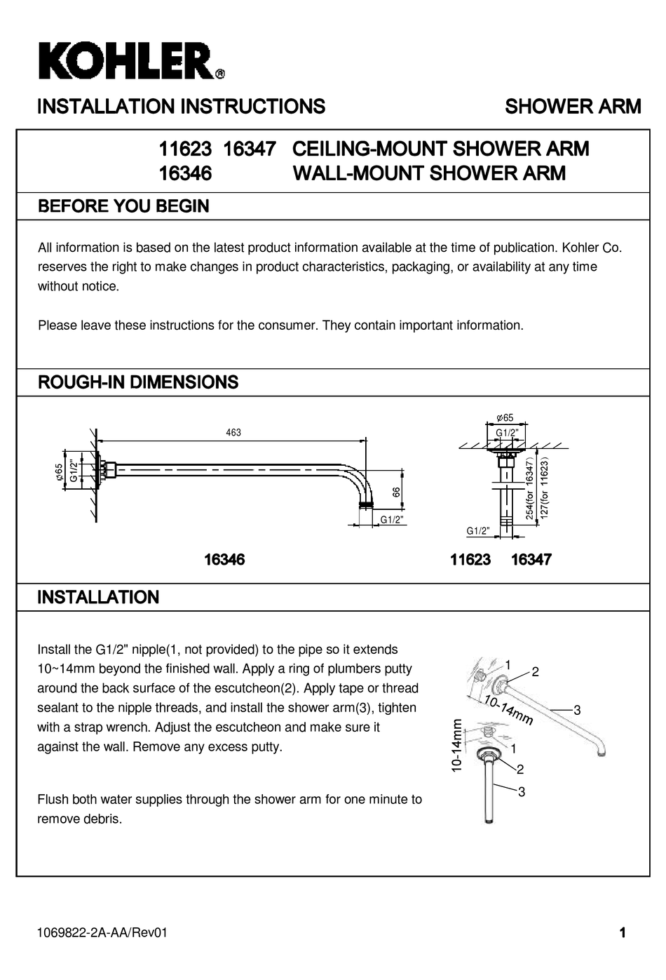 KOHLER 11623 INSTALLATION INSTRUCTIONS Pdf Download ManualsLib