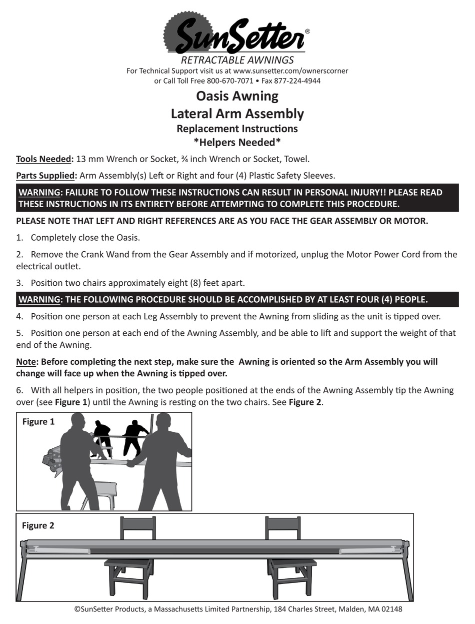 SUNSETTER OASIS REPLACEMENT INSTRUCTIONS MANUAL Pdf Download ManualsLib