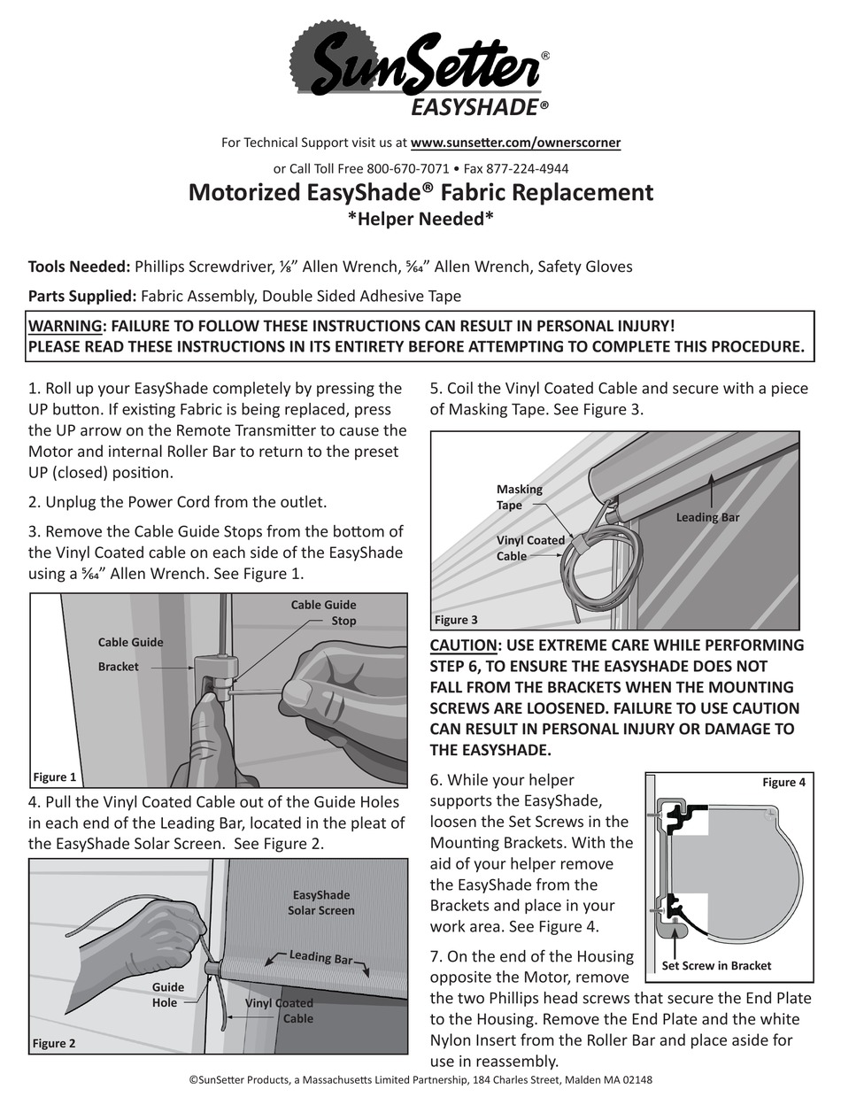 SUNSETTER EASYSHADE REPLACEMENT Pdf Download ManualsLib