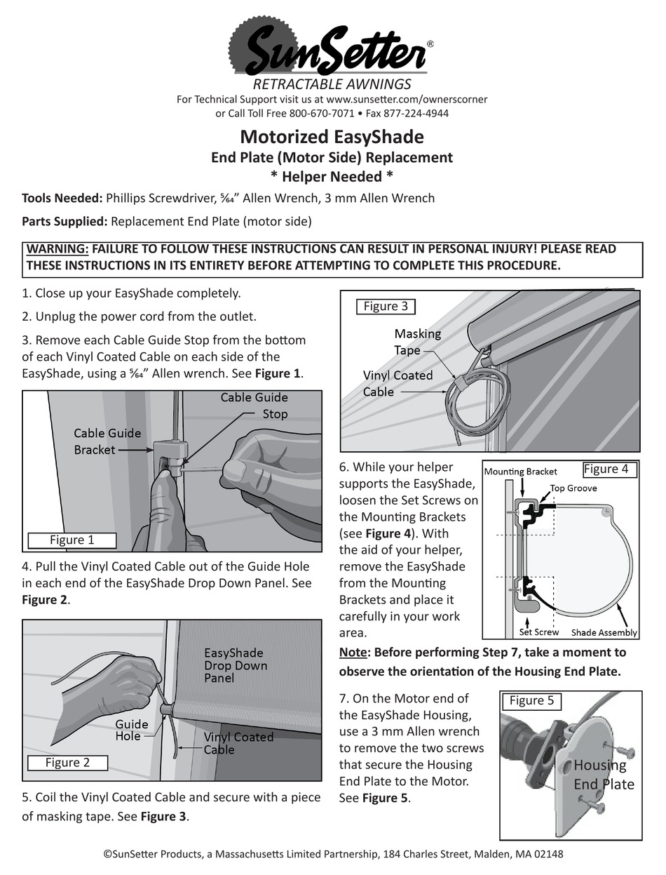 SUNSETTER EASYSHADE REPLACEMENT Pdf Download ManualsLib