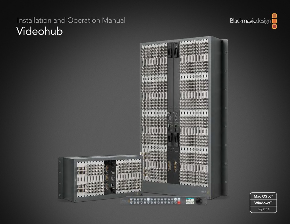 BLACKMAGICDESIGN VIDEOHUB INSTALLATION AND OPERATION MANUAL Pdf