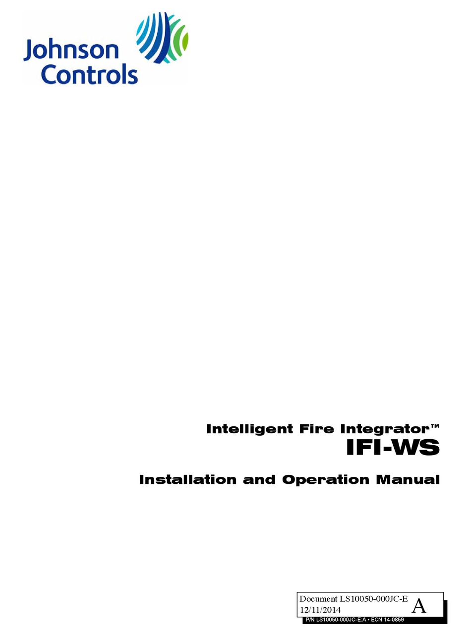 JOHNSON CONTROLS IFIWS INSTALLATION AND OPERATION MANUAL Pdf Download